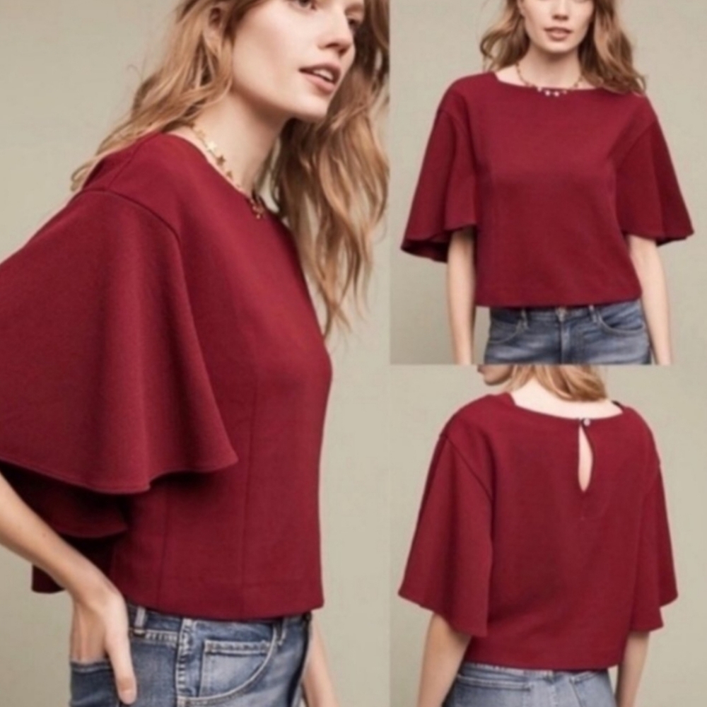 Anthropologie Eri + Ali Maroon Crop Top Size XS to Medium